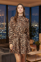 Fate Animal Print Satin Tie Waist Shirt Dress-Dresses-Fate-Deja Nu Boutique, Women's Fashion Boutique in Lampasas, Texas