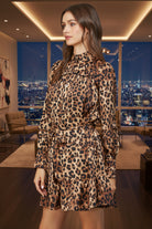 Fate Animal Print Satin Tie Waist Shirt Dress-Dresses-Fate-Deja Nu Boutique, Women's Fashion Boutique in Lampasas, Texas