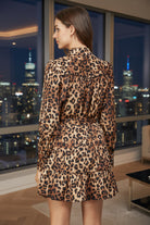 Fate Animal Print Satin Tie Waist Shirt Dress-Dresses-Fate-Deja Nu Boutique, Women's Fashion Boutique in Lampasas, Texas