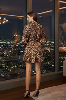Fate Animal Print Satin Tie Waist Shirt Dress-Dresses-Fate-Deja Nu Boutique, Women's Fashion Boutique in Lampasas, Texas