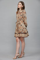 Fate Boho Cream & Brown Tiered Long Sleeve Mini Dress-mini dress-Fate-Deja Nu Boutique, Women's Fashion Boutique in Lampasas, Texas