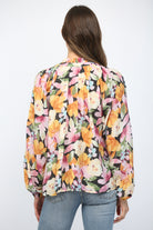 Fate Bold Floral Ruffled High Neck Blouse In Black Multi-Tops-Fate-Deja Nu Boutique, Women's Fashion Boutique in Lampasas, Texas