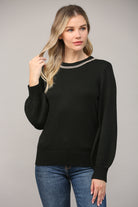 Fate Chain Trimmed Open Back Sweater In Black-Sweaters-Fate-Deja Nu Boutique, Women's Fashion Boutique in Lampasas, Texas