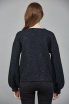 Fate Heather Black Rhinestone Bow Sequin Cardigan Sweater-Cardigans & Kimonos-Fate-Deja Nu Boutique, Women's Fashion Boutique in Lampasas, Texas