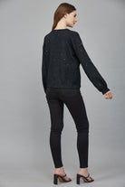 Fate Heather Black Rhinestone Bow Sequin Cardigan Sweater-Cardigans & Kimonos-Fate-Deja Nu Boutique, Women's Fashion Boutique in Lampasas, Texas