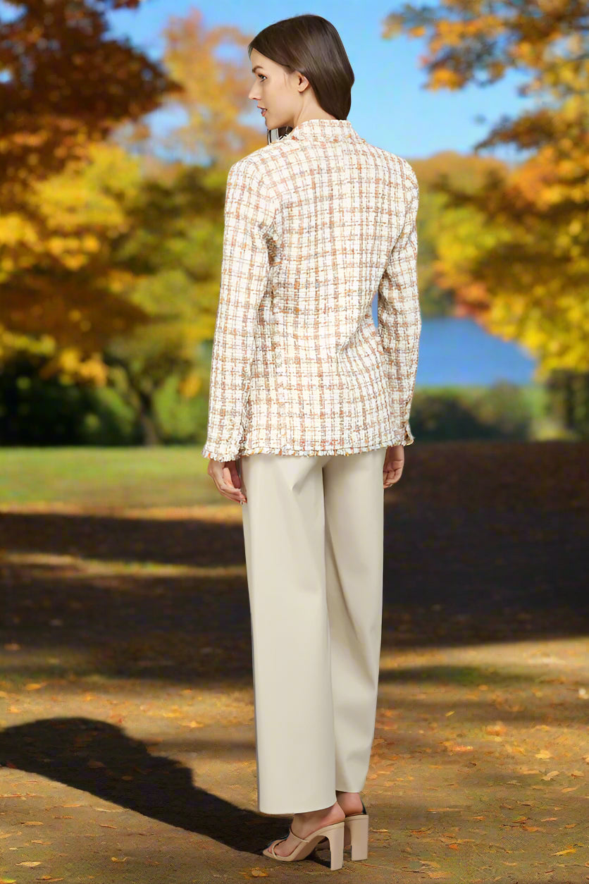 Fate Ivory Multi Fray Detail Tweed Blazer – Double Breasted Lurex Statement Jacket-Blazers-Fate-Deja Nu Boutique, Women's Fashion Boutique in Lampasas, Texas