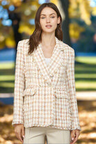 Fate Ivory Multi Fray Detail Tweed Blazer – Double Breasted Lurex Statement Jacket-Blazers-Fate-Deja Nu Boutique, Women's Fashion Boutique in Lampasas, Texas