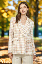 Fate Ivory Multi Fray Detail Tweed Blazer – Double Breasted Lurex Statement Jacket-Blazers-Fate-Deja Nu Boutique, Women's Fashion Boutique in Lampasas, Texas