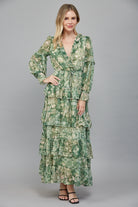 Fate Lurex Tiered Midi Dress in Green Multi-Maxi Dresses-Fate-Deja Nu Boutique, Women's Fashion Boutique in Lampasas, Texas