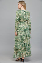 Fate Lurex Tiered Midi Dress in Green Multi-Maxi Dresses-Fate-Deja Nu Boutique, Women's Fashion Boutique in Lampasas, Texas