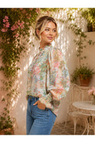Fate Patchwork Floral Print Ruffled Collar Button Down Blouse-Tops-Fate-Deja Nu Boutique, Women's Fashion Boutique in Lampasas, Texas