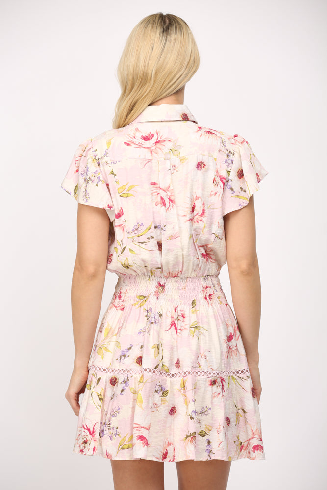 Fate Pink Multi Floral Belted Mini Dress – Chic and Feminine Style-Short Dresses-Fate-Deja Nu Boutique, Women's Fashion Boutique in Lampasas, Texas