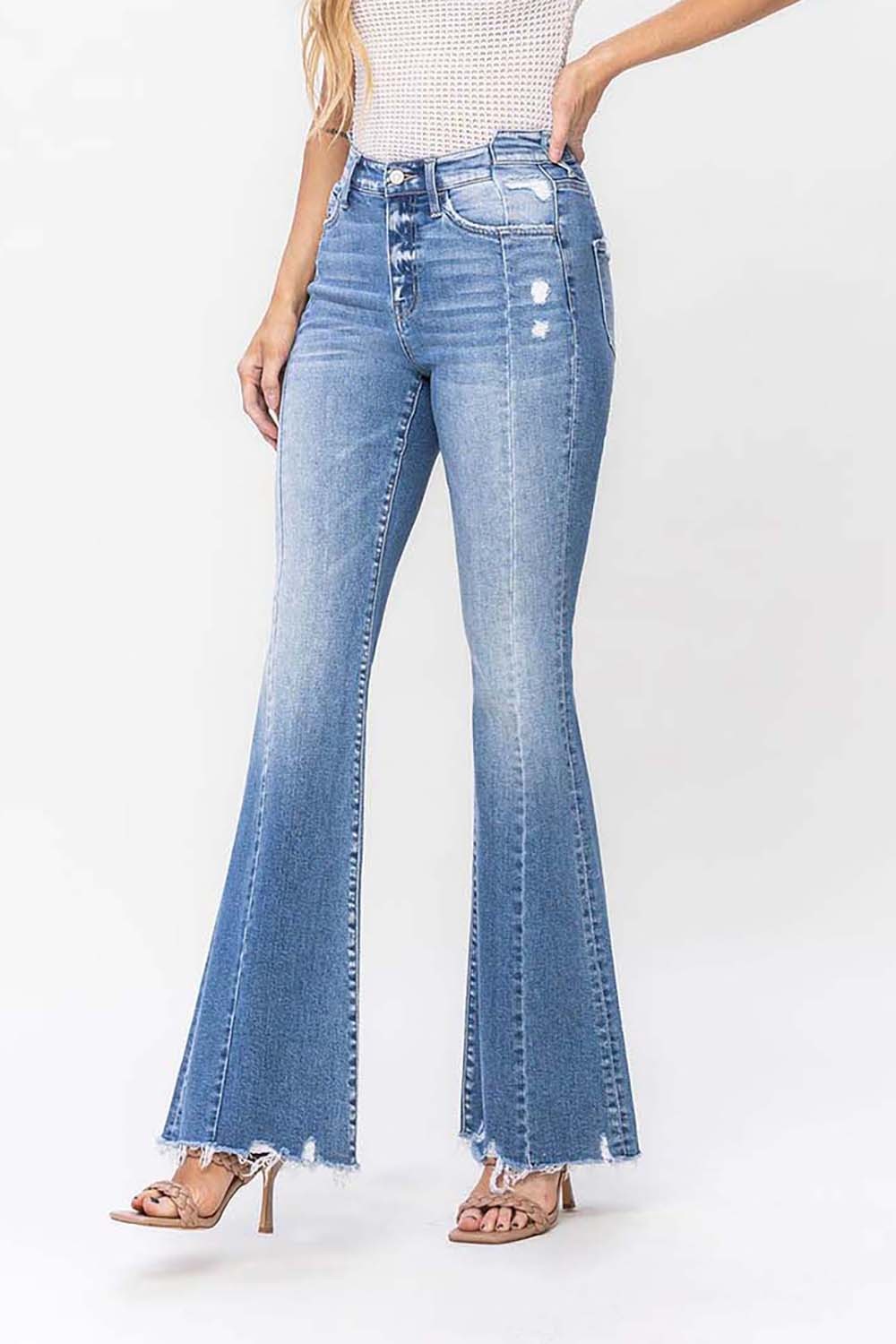 Flying Monkey High Rise Panel Flare Jeans-Jeans-Flying Monkey-Deja Nu Boutique, Women's Fashion Boutique in Lampasas, Texas