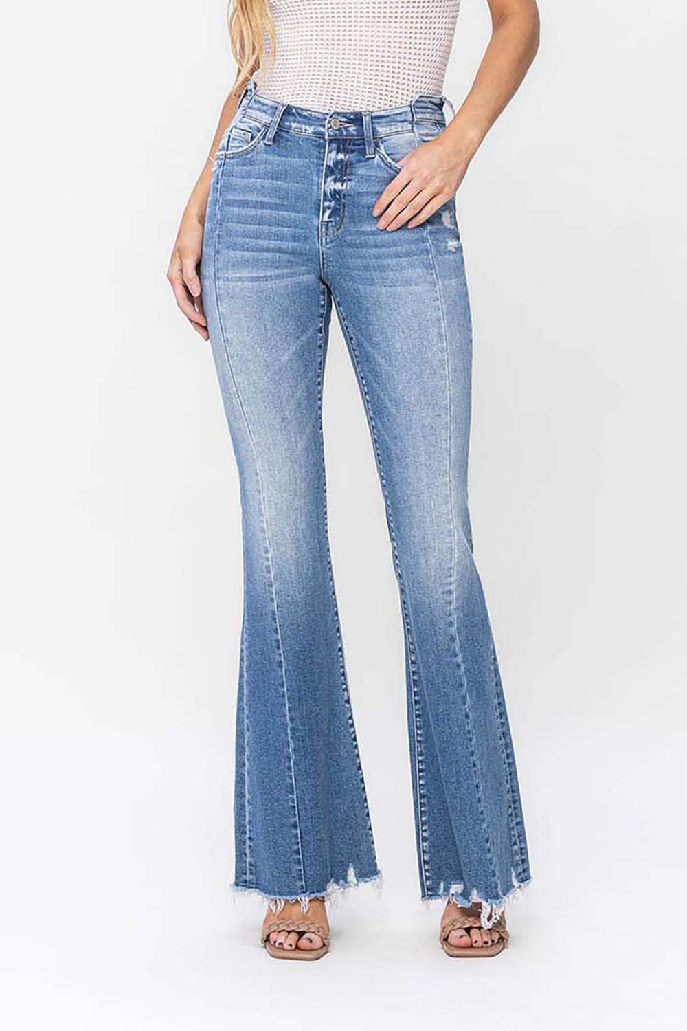 Flying Monkey High Rise Panel Flare Jeans-Jeans-Flying Monkey-Deja Nu Boutique, Women's Fashion Boutique in Lampasas, Texas