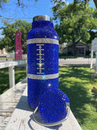 Football Royal Blue And White Stainless Steel Thermal Water Bottle-water bottle-Deja Nu-Deja Nu Boutique, Women's Fashion Boutique in Lampasas, Texas