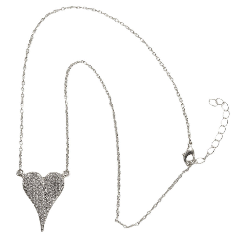 Fossick 16" Pave Heart Necklace in Silver or Gold-Necklaces-Fossick-Deja Nu Boutique, Women's Fashion Boutique in Lampasas, Texas