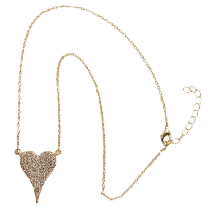 Fossick 16" Pave Heart Necklace in Silver or Gold-Necklaces-Fossick-Deja Nu Boutique, Women's Fashion Boutique in Lampasas, Texas