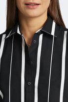 Fox Croft Boyfriend No Iron Black And White Stripe Shirt-Tops-Fox Croft-Deja Nu Boutique, Women's Fashion Boutique in Lampasas, Texas