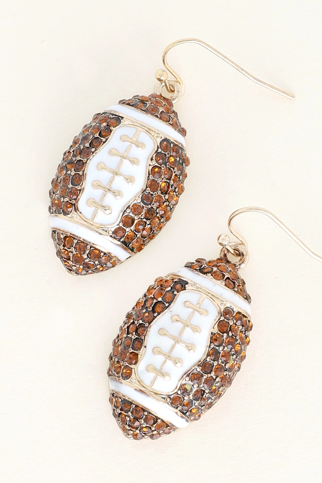 Game Day Rhinestone Pave Football Dangle Hook Earring-Earrings-Deja Nu Tx-Deja Nu Boutique, Women's Fashion Boutique in Lampasas, Texas