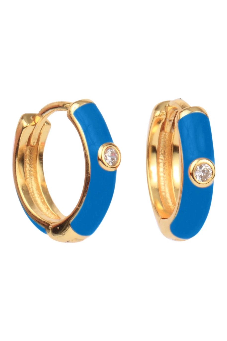 Game Day: Pennant Pair- Team Color Huggie Hoops + Star Stud Earrings On Pennant Flag In Royal Blue-Earrings-Color Shout-Deja Nu Boutique, Women's Fashion Boutique in Lampasas, Texas