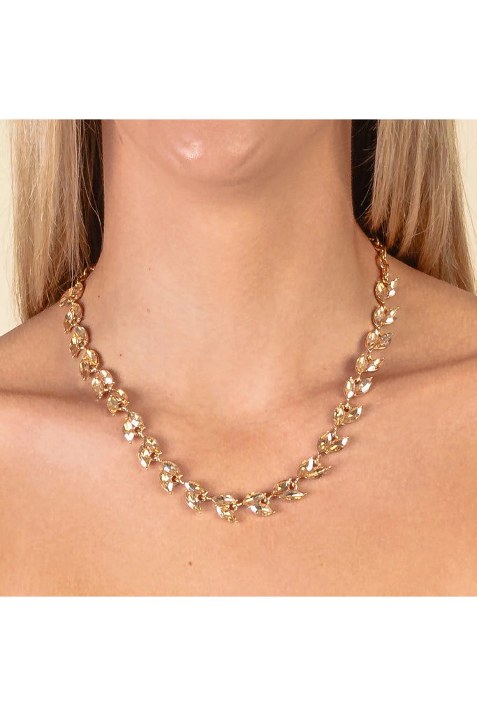 Gilded Vines: Gold Crystal Marquis Gold Statement Necklace-Necklaces-Deja Nu-Deja Nu Boutique, Women's Fashion Boutique in Lampasas, Texas
