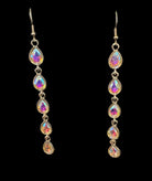 Gold Bezel AB Teardrop Crystal Earrings-Earrings-Deja Nu Tx-Deja Nu Boutique, Women's Fashion Boutique in Lampasas, Texas