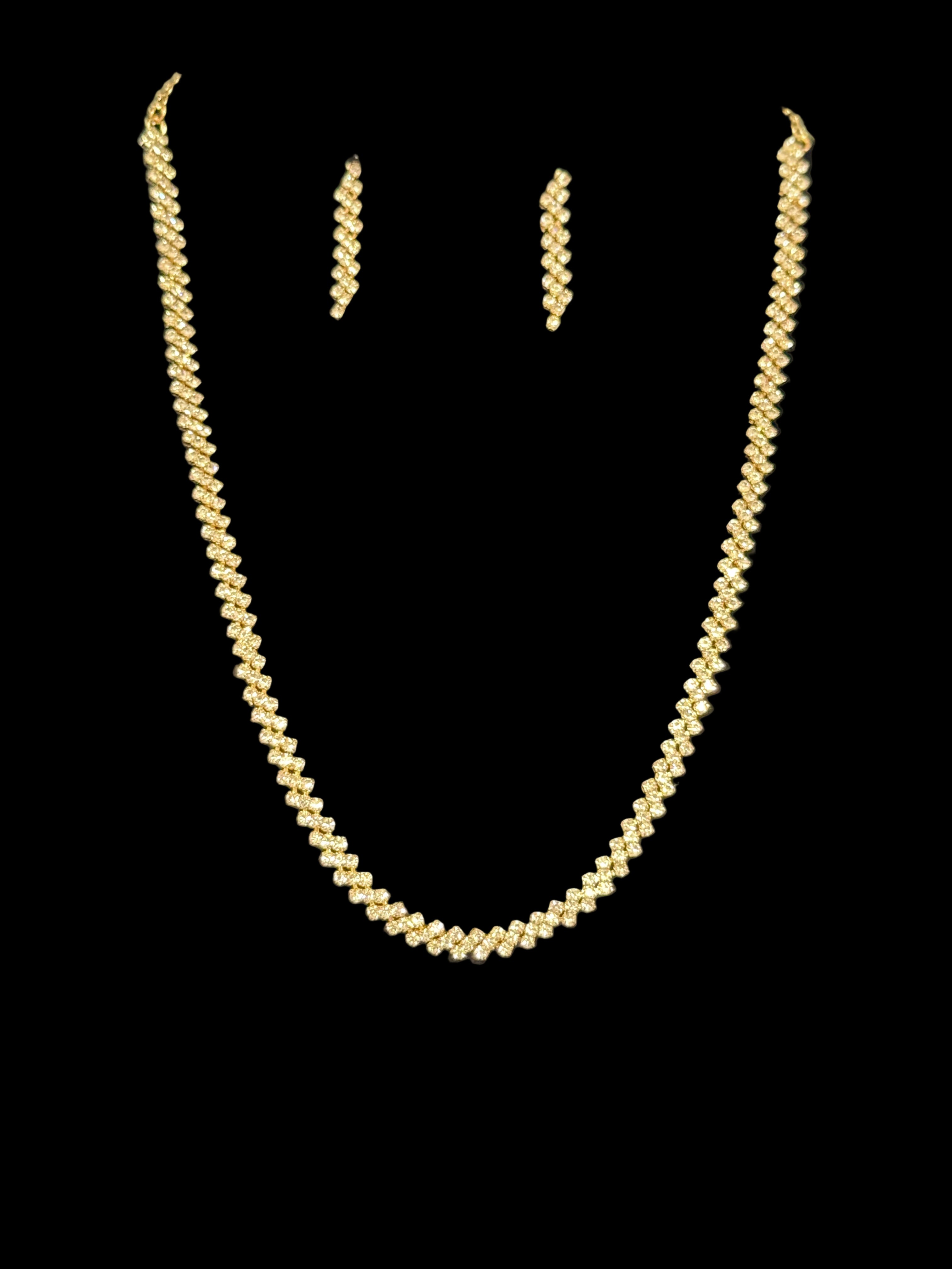 Gold Crystal Necklace & Earring Set – Classic Sparkle Jewelry-Necklace Set-Deja Nu Tx-Deja Nu Boutique, Women's Fashion Boutique in Lampasas, Texas