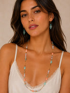 Rain Gold Pink Blue Baubles Long 38" Necklace Set-Necklace-Rain Jewelry Collection-Deja Nu Boutique, Women's Fashion Boutique in Lampasas, Texas