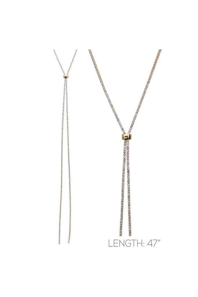 Golden Glamour Rhinestone Lariat Slide Long Body Necklace - Inspired By Beyoncé's Sparkling Style-Necklaces-Deja Nu-Deja Nu Boutique, Women's Fashion Boutique in Lampasas, Texas
