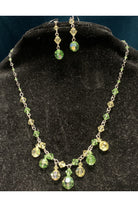 Green And Yellow Swarovski Crystal Dangle Necklace Set-Jewelry Sets-Deja Nu-Deja Nu Boutique, Women's Fashion Boutique in Lampasas, Texas