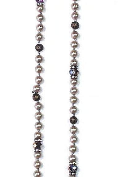 Lost And Found Purple Extra-Long Beaded Pearl Necklace With Stations-Necklaces-Lost And Found-Deja Nu Boutique, Women's Fashion Boutique in Lampasas, Texas