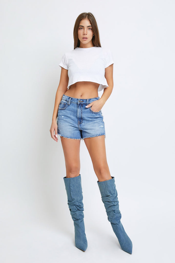 Hidden Jeans Finn High Rise Denim Shorts With Rhinestone Side Detail-Shorts-Hidden-Deja Nu Boutique, Women's Fashion Boutique in Lampasas, Texas