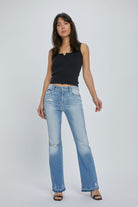 Hidden Jeans Happi Mid Rise Flare With Let Out Hem In Vintage Wash-Jeans-Hidden-Deja Nu Boutique, Women's Fashion Boutique in Lampasas, Texas