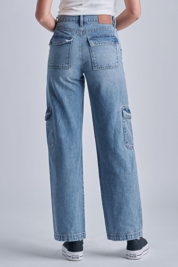 Hidden Logan High Waist Wide Leg Dad Jeans 31” Inseam In Medium Blue-Jeans-Hidden-Deja Nu Boutique, Women's Fashion Boutique in Lampasas, Texas