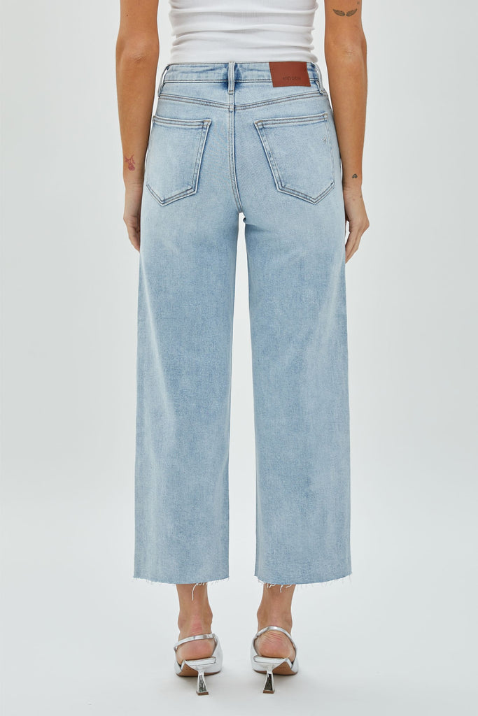 Hidden Nori High Waist Cropped Wide Pants 27” Inseam In Light Blue-Jeans-Hidden-Deja Nu Boutique, Women's Fashion Boutique in Lampasas, Texas