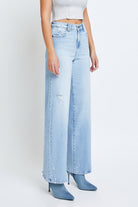 Hidden Nori High Waist Wide Leg Jean 31” Inseam In Light Blue-Jeans-Hidden-Deja Nu Boutique, Women's Fashion Boutique in Lampasas, Texas