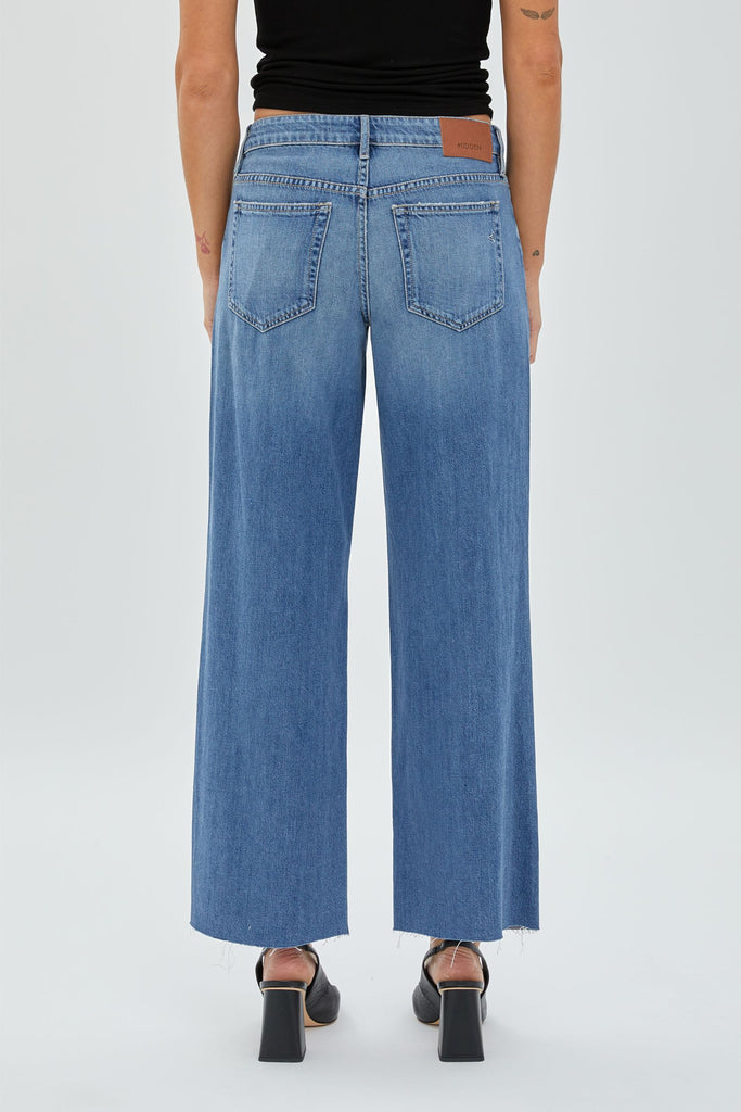 Hidden Nori High Waist Crop Wide Leg Jean 27” Inseam In Medium Dark-Jeans-Hidden-Deja Nu Boutique, Women's Fashion Boutique in Lampasas, Texas