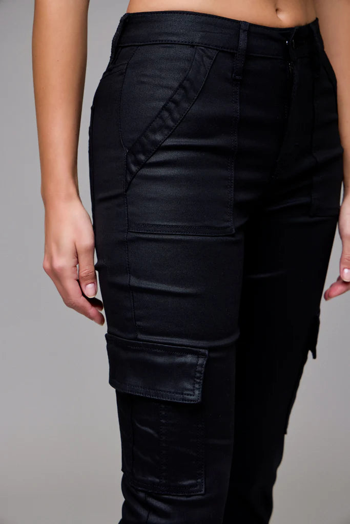 Hidden Quinn Black Coated Cargo Cigarette Skinny-Jeans-Hidden-Deja Nu Boutique, Women's Fashion Boutique in Lampasas, Texas