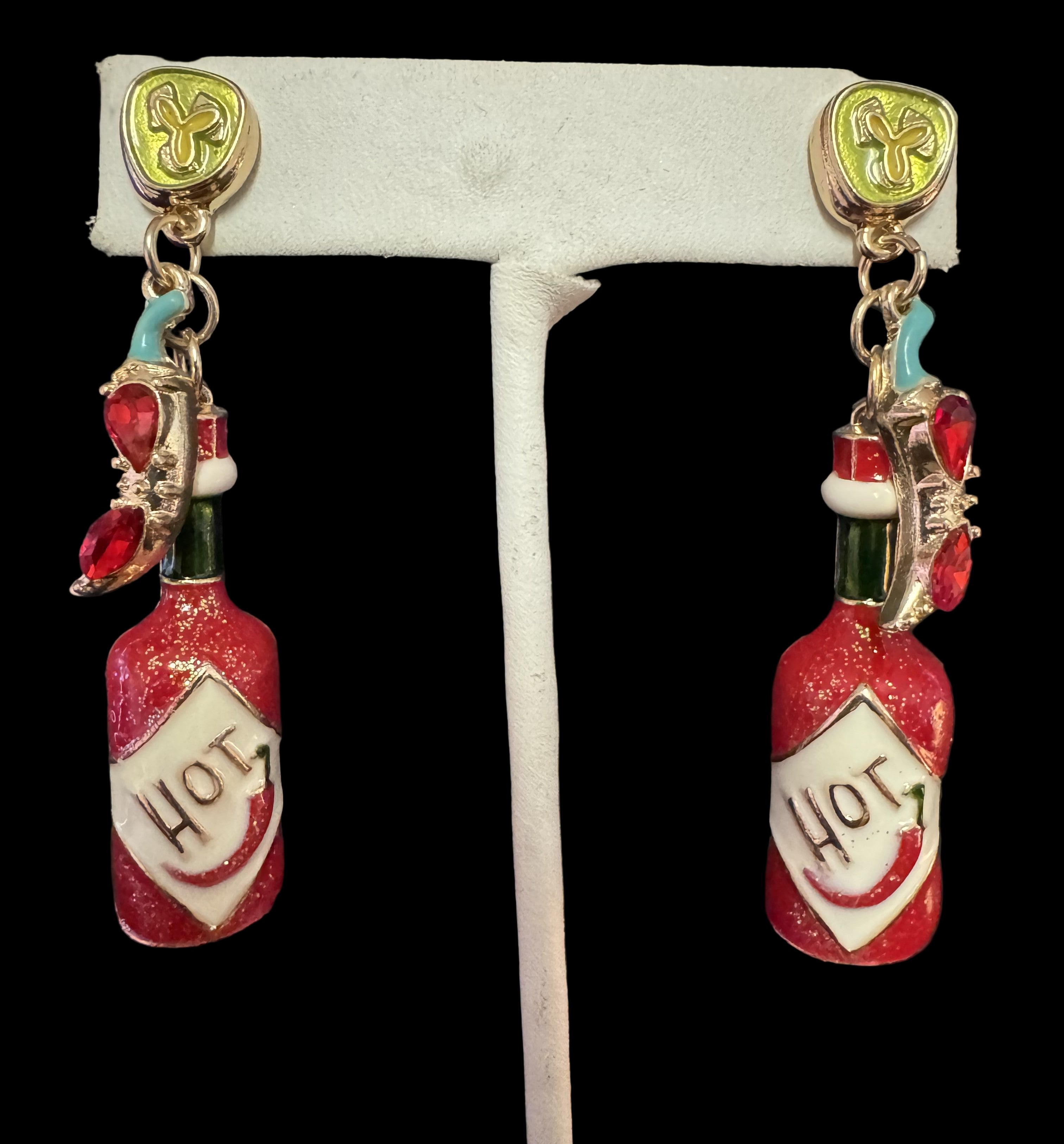 Hot Sauce Bottle Earrings A Spicy Statement-Earrings-Deja Nu Tx-Deja Nu Boutique, Women's Fashion Boutique in Lampasas, Texas