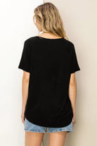 Hyfve Double Zero Always Late Oversized V-Neck Tee In Black-Short Sleeves-Hyfve-Deja Nu Boutique, Women's Fashion Boutique in Lampasas, Texas