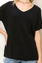 Hyfve Double Zero Always Late Oversized V-Neck Tee In Black-Short Sleeves-Hyfve-Deja Nu Boutique, Women's Fashion Boutique in Lampasas, Texas