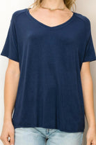 Hyfve Double Zero Always Late Oversized V-Neck Tee In Dark Night-Short Sleeves-Hyfve-Deja Nu Boutique, Women's Fashion Boutique in Lampasas, Texas