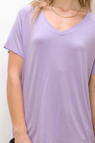 Hyfve Double Zero Always Late Oversized V-Neck Tee In Taro-Short Sleeves-Hyfve-Deja Nu Boutique, Women's Fashion Boutique in Lampasas, Texas