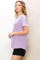 Hyfve Double Zero Always Late Oversized V-Neck Tee In Taro-Short Sleeves-Hyfve-Deja Nu Boutique, Women's Fashion Boutique in Lampasas, Texas