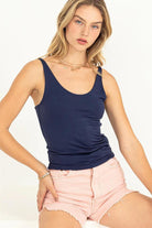 Hyfve Double Zero Balance Out Scoop Neck Cami Top In Dark Night-Camis/Tanks-Hyfve-Deja Nu Boutique, Women's Fashion Boutique in Lampasas, Texas