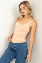 Hyfve Double Zero Balance Out Scoop Neck Cami Top In Tropical Peach-Camis/Tanks-Hyfve-Deja Nu Boutique, Women's Fashion Boutique in Lampasas, Texas