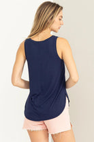 Hyfve Double Zero Call Me Yours V-Neck Tank Top In Dark Night-Camis/Tanks-Hyfve-Deja Nu Boutique, Women's Fashion Boutique in Lampasas, Texas