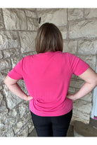 Hyfve Double Zero Crew Neck Short Sleeve Top In Raspberry-Tops-Hyfve-Deja Nu Boutique, Women's Fashion Boutique in Lampasas, Texas