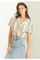 Hyfve Double Zero Mine For The Summer Stripe-Print Cropped Shirt-Tops-Hyfve-Deja Nu Boutique, Women's Fashion Boutique in Lampasas, Texas