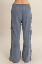 Hyfve Double Zero Mineral Washed Oversized Utility Sweatpants in Dusty Blue-Bottoms-Hyfve-Deja Nu Boutique, Women's Fashion Boutique in Lampasas, Texas